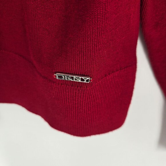 DKNY womens size medium rudolph red long sleeve sweater sequin pocket - Picture 5 of 11